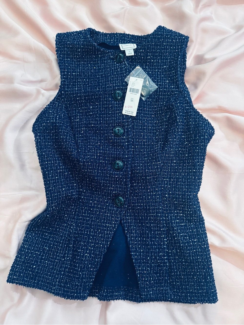 Anthropology Navy Tweed Button-Front Dress Vest - Brand: Maeve
